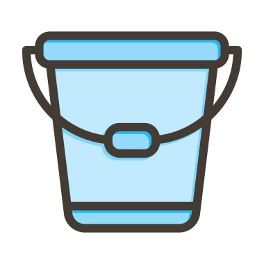 Kova Vektörü Kalın Çizgisi Kişisel ve Ticari Kullanım için Renk Simgesi Dolduruldu