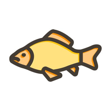 Sazan Vektörü Kalın Çizgisi Kişisel ve Ticari Kullanım İçin Renk Simgesi Dolduruldu