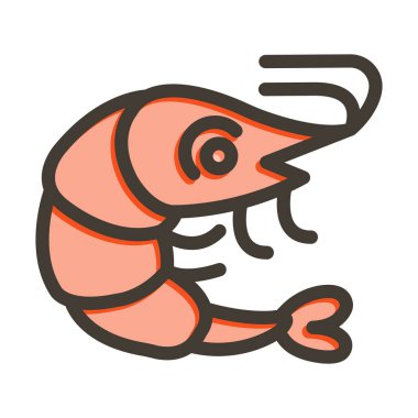 Karides Vektörü Kalın Çizgisi Kişisel ve Ticari Kullanım için Renk Simgesi Dolduruldu