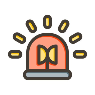 Kişisel ve ticari kullanım için Renk Simgesi Doldurulmuş Siren Vektörü Kalın Çizgisi