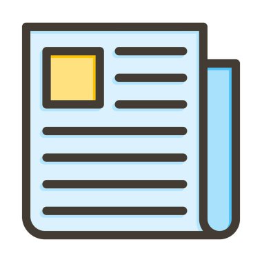 Kişisel ve ticari kullanım için Renk Simgesi Doldurulmuş Gazete Vektörü Kalın Çizgisi