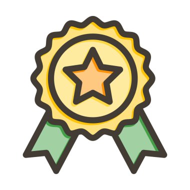 Rozet Vektörü Kalın Çizgisi Kişisel ve Ticari Kullanım İçin Renk Simgesi Dolduruldu