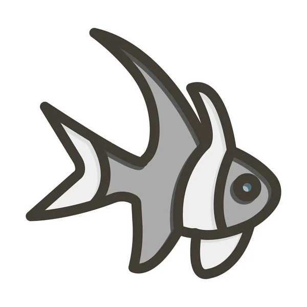 Banggai Kardinalfish Vektor Tjocka Linjen Fyllda Färger Ikonen För Personligt — Stock vektor