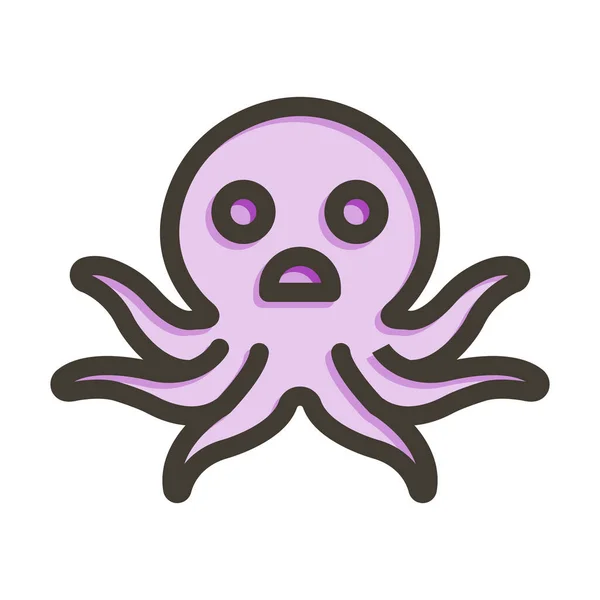 Chobotnicový Vektor Tlustá Čára Plné Barvy Ikona Pro Osobní Komerční — Stockový vektor