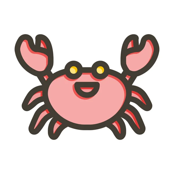 Crab Vector Thick Line Colors Icon Für Den Persönlichen Und — Stockvektor