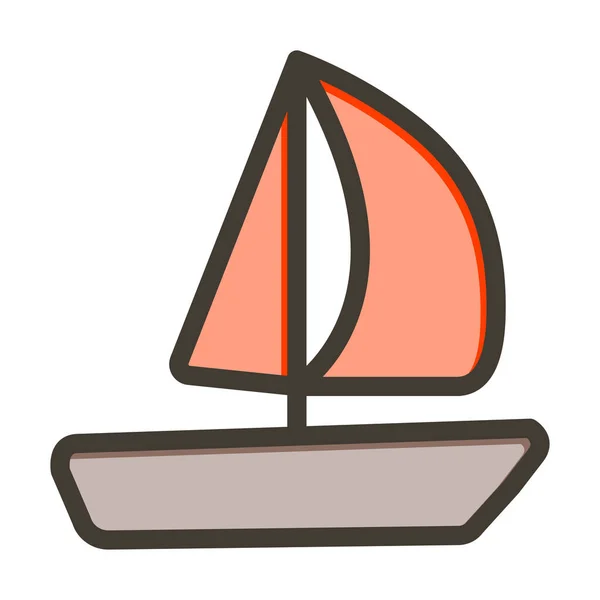 Segelboot Vector Thick Line Colors Icon Für Den Persönlichen Und — Stockvektor
