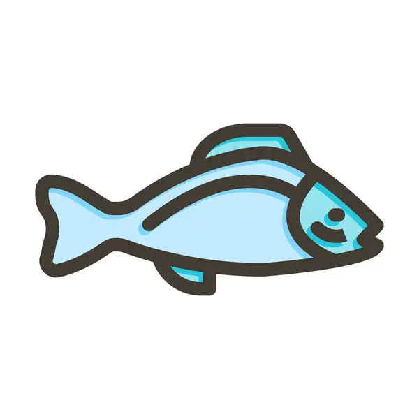Fish Vector Thick Line Colors Icon Für Den Persönlichen Und — Stockvektor