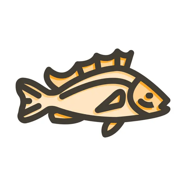 Rockfish Vector Thick Line Colors Icon Für Den Persönlichen Und — Stockvektor
