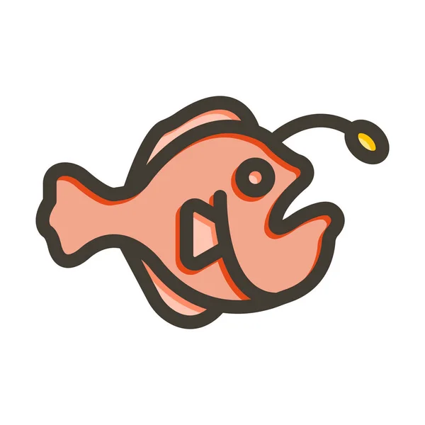 Anglerfish Vector Thick Line Llenó Ícono Colores Para Uso Personal — Archivo Imágenes Vectoriales