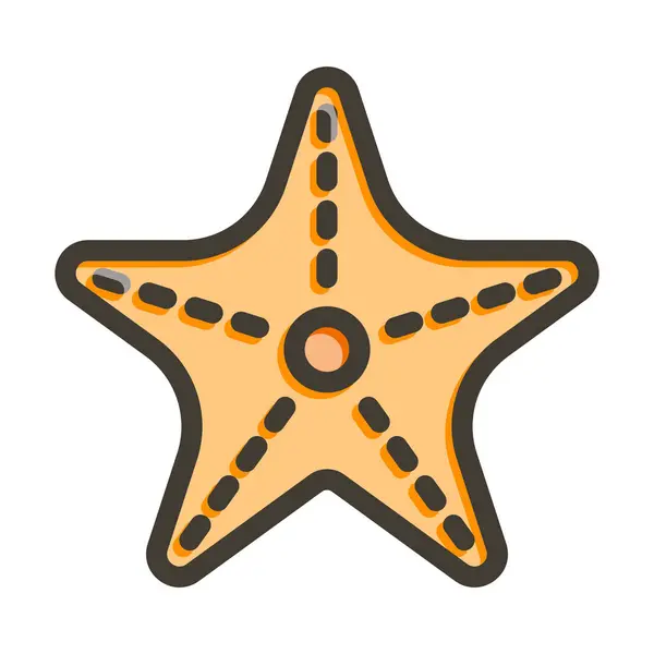 Starfish Vector Thick Line Filled Colors Icon Personal Commercial Use — Stock Vector