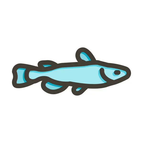 供个人及商业用途的淡水鱼向量载重线填色图标 — 图库矢量图片