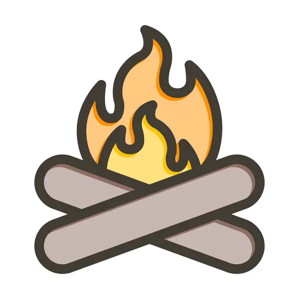 Bonfire Vector Thick Line Colors Icon Für Den Persönlichen Und — Stockvektor