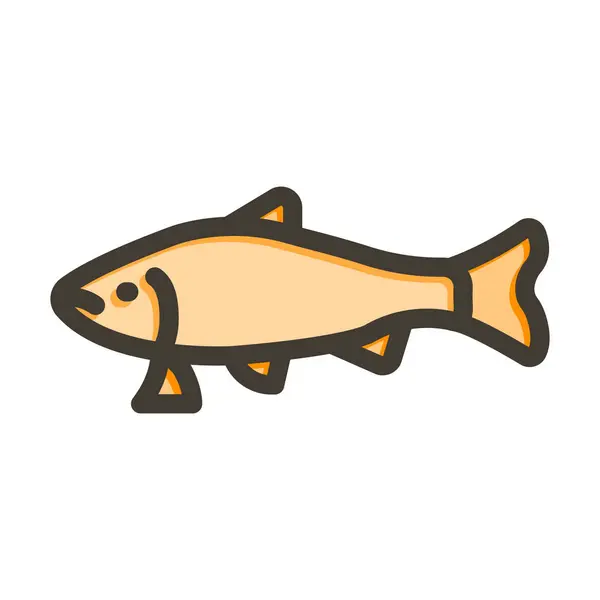 供个人和商业用途的鳟鱼矢量填充色线图标 — 图库矢量图片