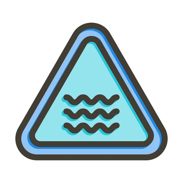 River Sign Vector Thick Line Colors Icon Für Den Persönlichen — Stockvektor