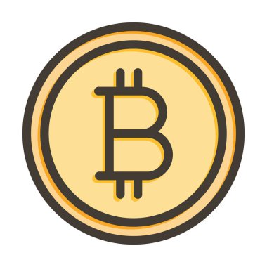 Kişisel ve Ticari Kullanım İçin Renk Simgesi Doldurulmuş Kripto Para Birimi Kalın Çizgisi