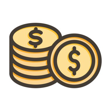 Para Vektörü Kalın Çizgisi Kişisel ve Ticari Kullanım için Renk Simgesi Dolduruldu