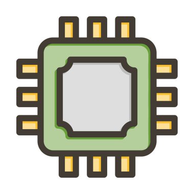 Çip Vektör Kalın Çizgisi Kişisel ve Ticari Kullanım için Renk Simgesi Dolduruldu