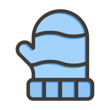 Kişisel ve Ticari Kullanım İçin Renk Simgesi Doldurulmuş Mitten Vektör Kalın Çizgisi