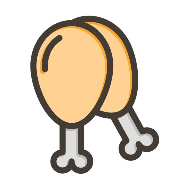 Tavuk Bacağı Kalın Çizgisi Kişisel ve Ticari Kullanım İçin Renk Simgesi Dolduruldu