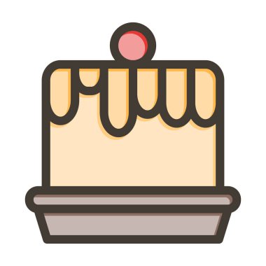 Pudding Vektör Kalın Çizgisi Kişisel ve Ticari Kullanım için Renk Simgesi