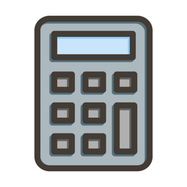 Kişisel ve Ticari Kullanım İçin Renk Simgesi Doldurulmuş Hesaplayıcı Vektör Kalın Çizgisi