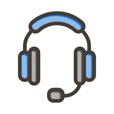 Kulaklıklar Vektör Kalın Çizgisi Renk Simgesi Kişisel ve Ticari Kullanım İçin