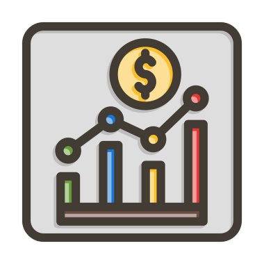 Kişisel ve Ticari Kullanım İçin Renk Simgesi Doldurulmuş Borsa Uygulaması Kalın Çizgisi