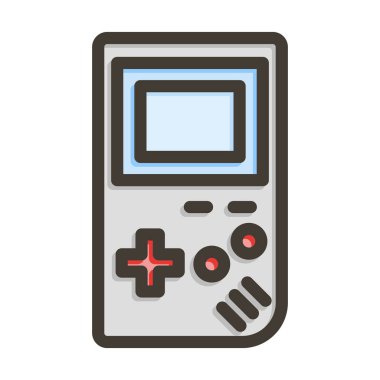 Game Boy Vektör Kalın Çizgisi Kişisel ve ticari kullanım için Renk Simgesi Dolduruldu