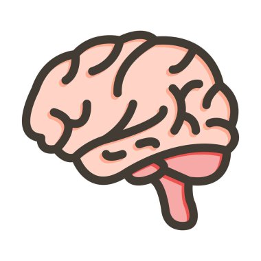 Kişisel ve ticari kullanım için Renk Simgesi Doldurulmuş Beyin Vektörü Kalın Çizgisi