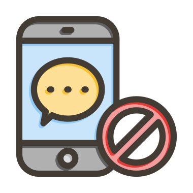 Engellenmiş Vektör Kalın Çizgisi Kişisel ve Ticari Kullanım için Renk Simgesi Dolduruldu