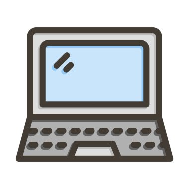 Kişisel ve ticari kullanım için Renk Simgesi Doldurulmuş Laptop Vektör Kalın Çizgisi