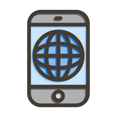 Kişisel ve Ticari Kullanım İçin Renk Simgesi Doldurulmuş Küresel Vektör Kalın Çizgisi