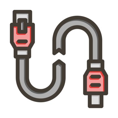 Kırık Kablo Vektörü Kalın Çizgisi Kişisel ve Ticari Kullanım İçin Renk Simgesi Dolduruldu