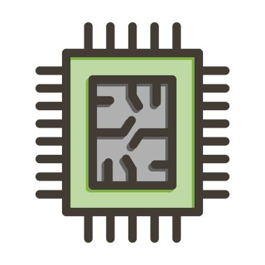 Çip Vektör Kalın Çizgisi Kişisel ve Ticari Kullanım için Renk Simgesi Dolduruldu