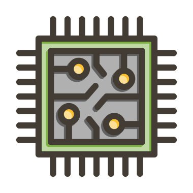 Kişisel ve Ticari Kullanım İçin Renk Simgesi Doldurulmuş İşlemci Kalın Çizgisi