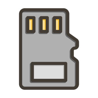 Sd Kart Vektör Kalın Çizgisi Kişisel ve Ticari Kullanım İçin Renk Simgesi Dolduruldu