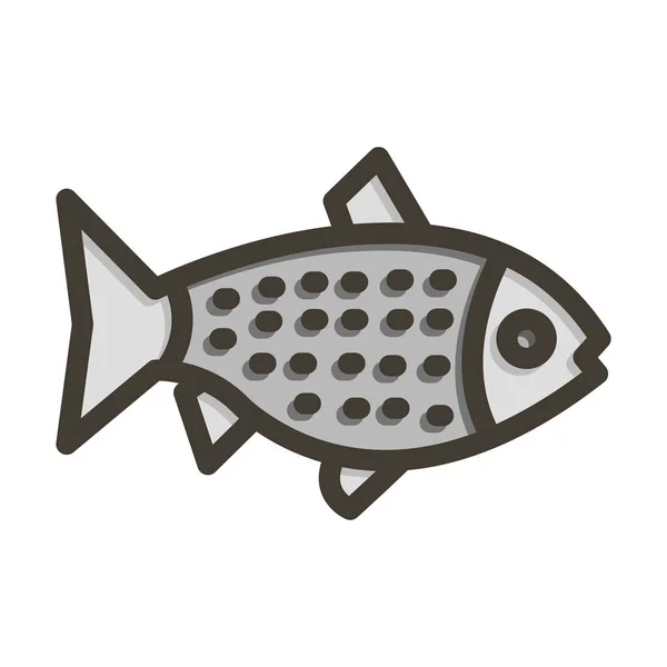 鲑鱼病媒填充线个人和商业用途的填充色图标 — 图库矢量图片