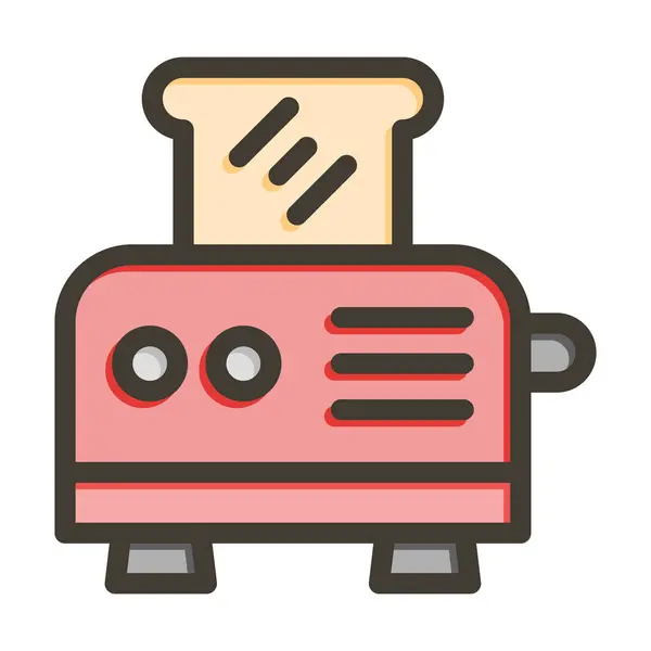 Toaster Vector Thick Line Colors Icon Für Den Persönlichen Und — Stockvektor