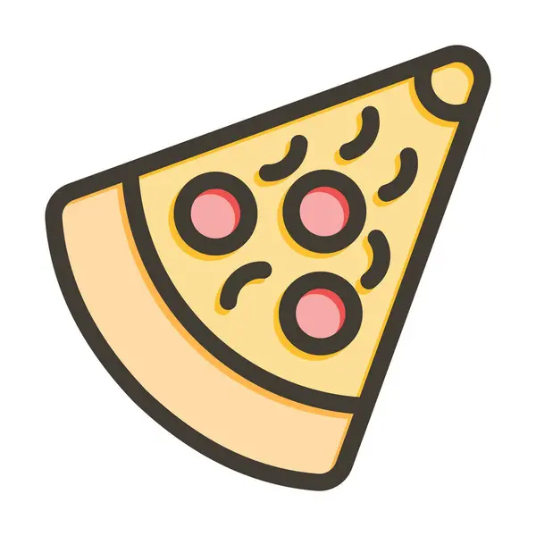 Pizza Vector Gruba Linia Wypełniona Kolorami Ikona Użytku Osobistego Komercyjnego — Wektor stockowy