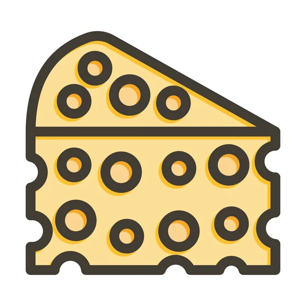 Cheese Vector Thick Line Colors Icon Für Den Persönlichen Und — Stockvektor