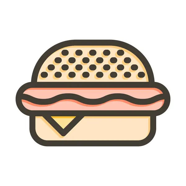 Burger Vector Thick Line Filled Colors Icon Personal Commercial Use — Stock Vector