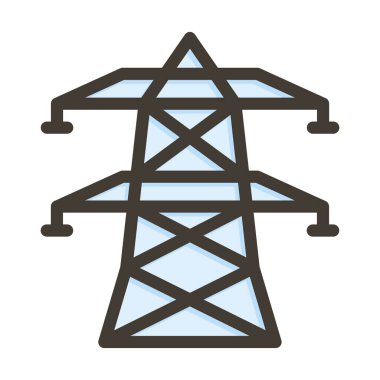 Elektrik Kulesi Kalın Çizgisi Kişisel ve Ticari Kullanım İçin Renk Simgesi Dolduruldu