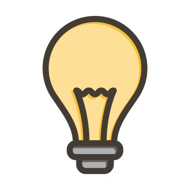 Ampul Vektörü Kalın Çizgisi Kişisel ve Ticari Kullanım İçin Renk Simgesi Dolduruldu