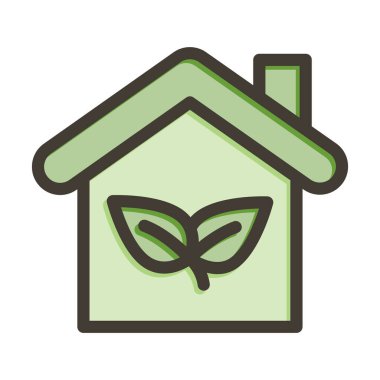 Kişisel ve ticari kullanım için Renk Simgesi Doldurulmuş Yeşil Ev Vektör Çizgisi