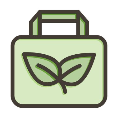 Kişisel ve Ticari Kullanım İçin Renk Simgesi Doldurulmuş Eko Torba Vektörü Kalın Çizgisi