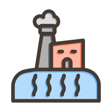 Jeotermal Enerji Vektörü Kalın Çizgisi Kişisel ve Ticari Kullanım İçin Renk Simgesi Dolduruldu