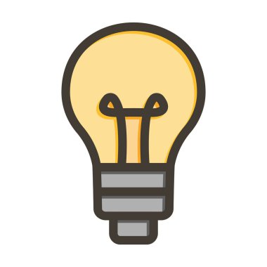 Ampul Vektörü Kalın Çizgisi Kişisel ve Ticari Kullanım İçin Renk Simgesi Dolduruldu