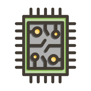 Çip Vektör Kalın Çizgisi Kişisel ve Ticari Kullanım için Renk Simgesi Dolduruldu