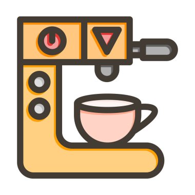 Kahve Makinesi Kalın Çizgisi Renk Simgesi Kişisel ve Ticari Kullanım İçin Doldurulmuş