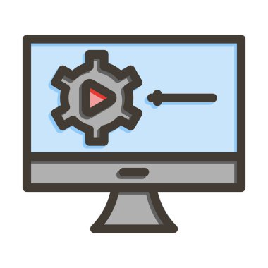 Kişisel ve Ticari Kullanım İçin Renk Simgesi Doldurulmuş Video Öğretici Kalın Çizgisi